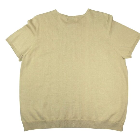 Alfred Dunner Womens Knit Tan Top Multi Colored Floral Accent size M  JH934 - Picture 3 of 3